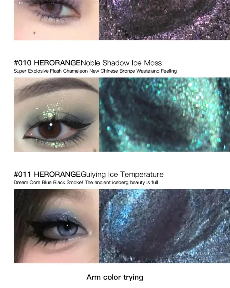 Diamond Monochrome Highlighter Eyeshadow Palette Chameleon Metallic Green Brighten Eye Shadow Fine Flash Eye Makeup Cosmetic