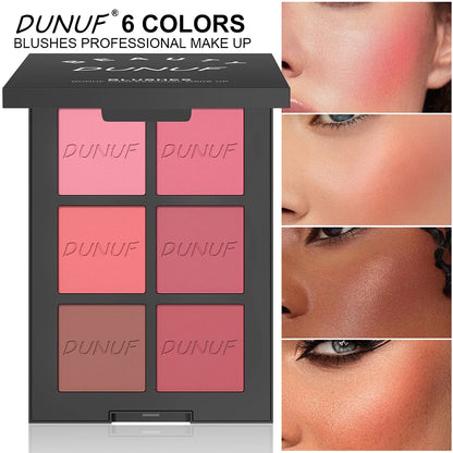 Airflow Powder Blush Palette 6 Color Matte Shimmery Highlighter Bronzer Longwearing High Pigment Waterproof Contour Makeup