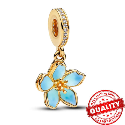 Gorgeous 925 Sterling Silver Stones & Enamel Clip Beads & Seahorse Dangle Charm Fits Bracelet For Women Gold Necklace Pendant