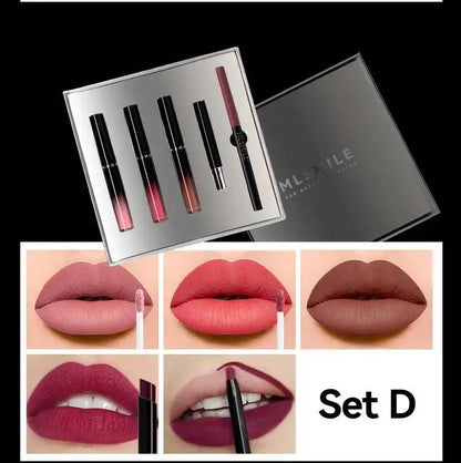 MLSMILE Makeup Set Holiday Gift Box 5pc/set Gloss Waterproof Moisturizing Long-lasting Liquid Lipstick Lip Liner New