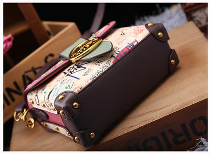 Brand premium women's bag graffiti box small square bag 2024 new autumn and winter designer handbag single shoulder crossbody ba