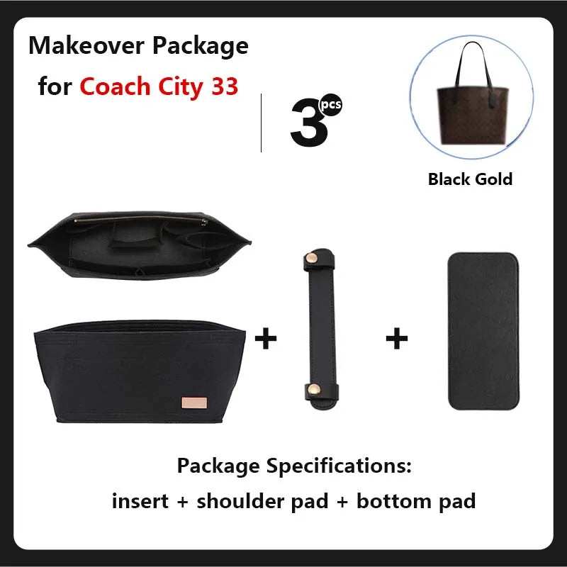 Purse Organizer insert for Handbags Base Shaper 3pc Set city33 Felt Organizer Insert Large Tote Bag Organizer with Zipper