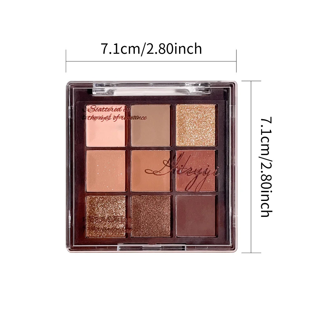 Chocolate 9-Color Eyeshadow Palette Matte & Glitter Shades, Natural Brown Gold Tones,Waterproof Long-Lasting, Easy Eye Makeup