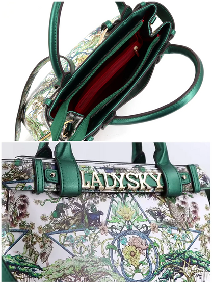 Ladysky Top Product Fashion Women's Tote Bag with Belt Super Personalized Metal Letter Handbag Printed Ladies Shoulder Bag 36 cm