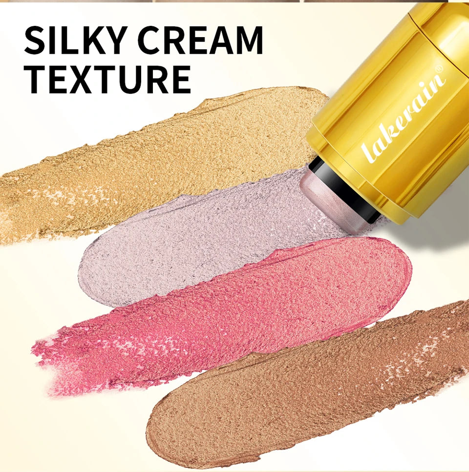 3-in-1Blush Stick Lasting Brightens Facial Cheek Stick Moisturizing Flash Lip Gloss Makeup Lip Gloss Face Rouge