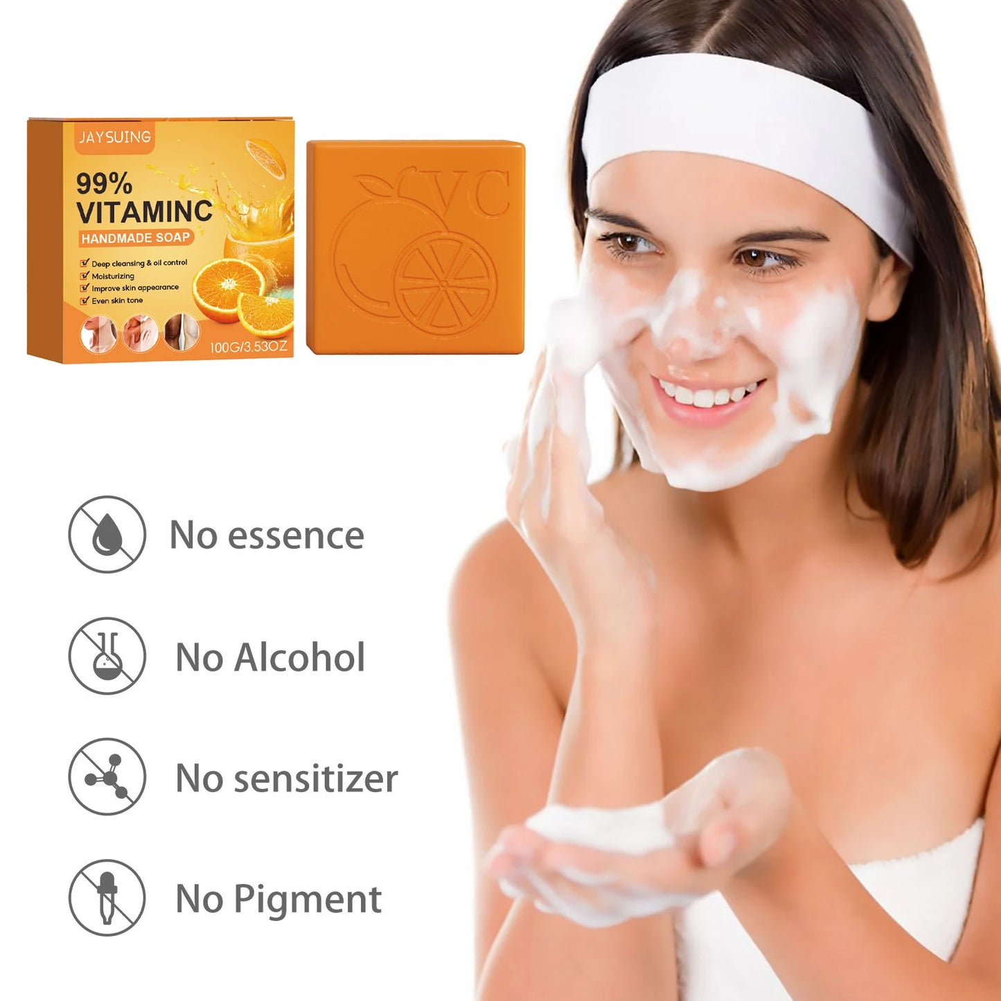 Vitamin C Handmade Soap Body Brightening Oil Control Smooth Soft Skin Moisturizing Exfoliating Anti Mite Facial Cleansing Soap