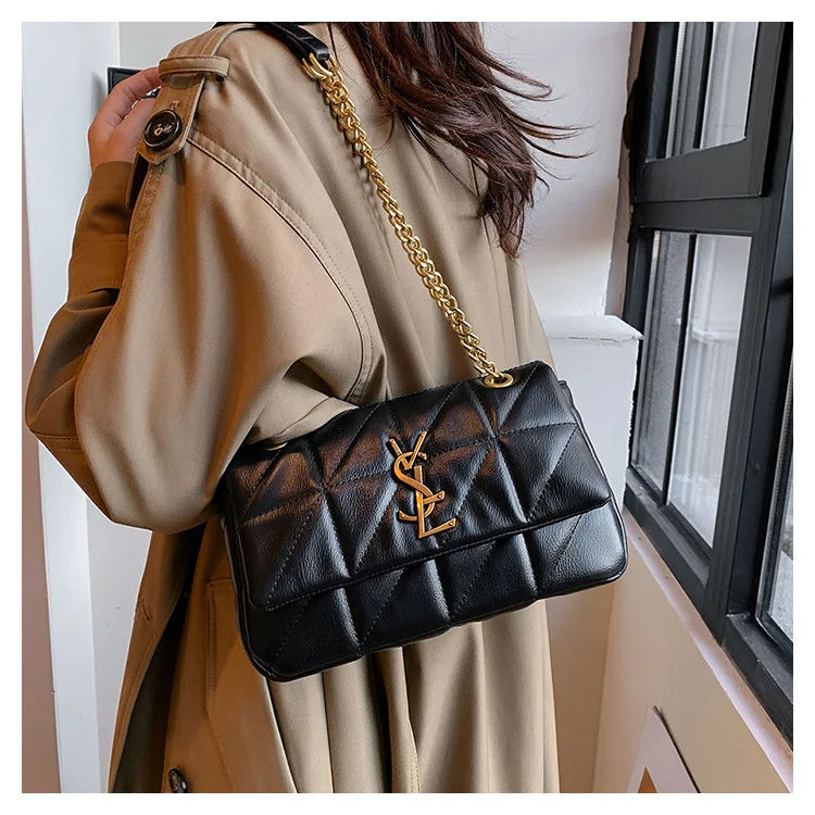 New Xiaoxiangfeng diamond grid chain bag, stylish and versatile, large capacity diagonal span small square bag