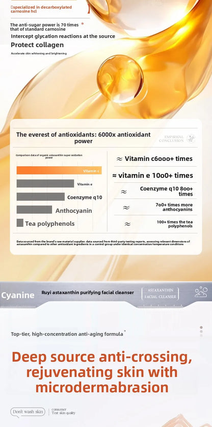 Astaxanthin facial cleanser whitening, oil control, deep cleansing, acne removal, fading marks and pore shrinking facial cleanse