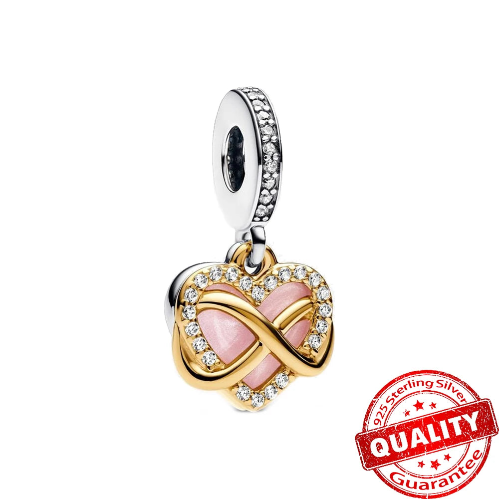 Gorgeous 925 Sterling Silver Stones & Enamel Clip Beads & Seahorse Dangle Charm Fits Bracelet For Women Gold Necklace Pendant