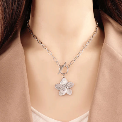 316L Stainless Steel Flower Pendant Necklace for Women Fashion Flower Pendant Chain Necklaces Femme Jewelry