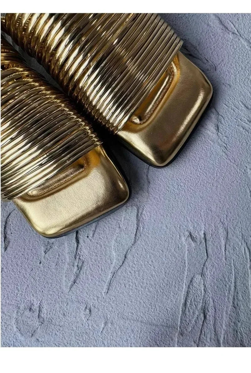 Square Toe Stiletto Sandals for Women Summer Shiny Solid Color High Heels Casual Half Slippers Shoes for Women Designer Sandals