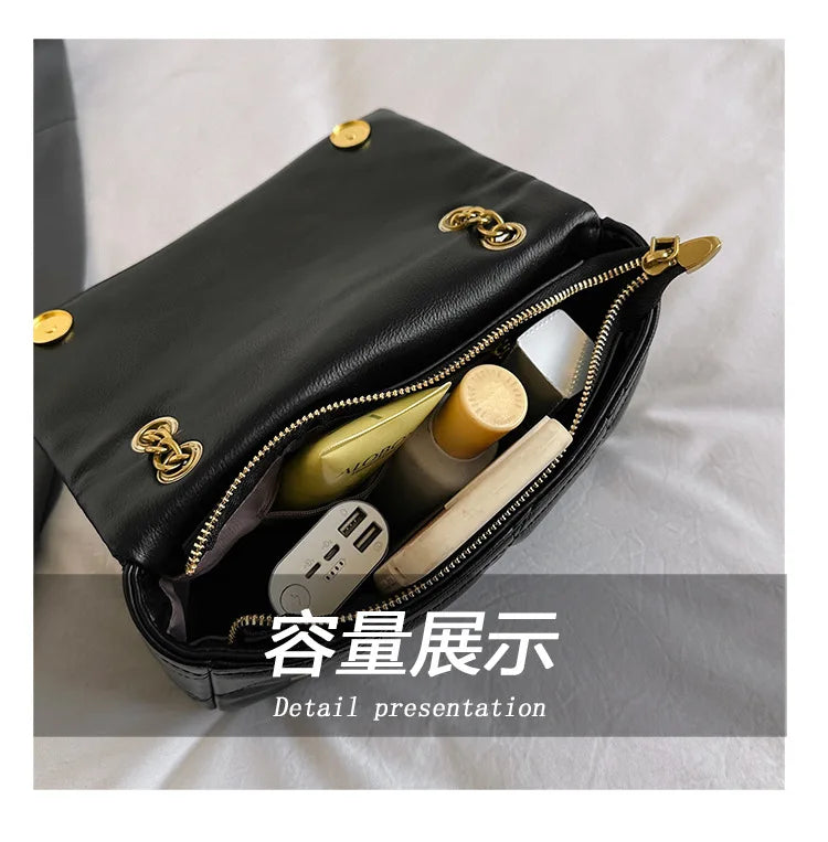 New Xiaoxiangfeng diamond grid chain bag, stylish and versatile, large capacity diagonal span small square bag