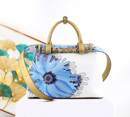 Ladysky Top Product Fashion Women's Tote Bag with Belt Super Personalized Metal Letter Handbag Printed Ladies Shoulder Bag 36 cm