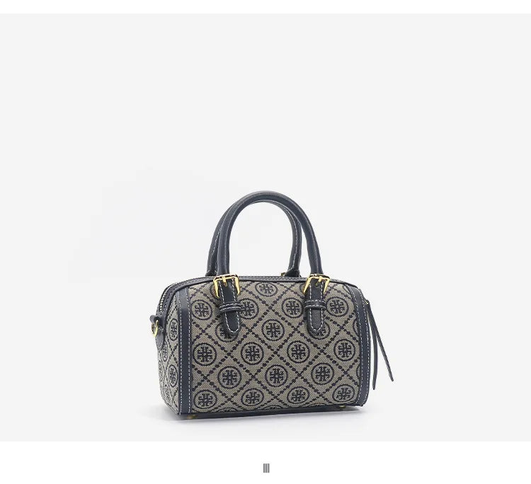 TB Retro Print Pattern Boston Bag 2024 New Womens Crossbody Bag Handheld ShoulderBag Bucket Bag