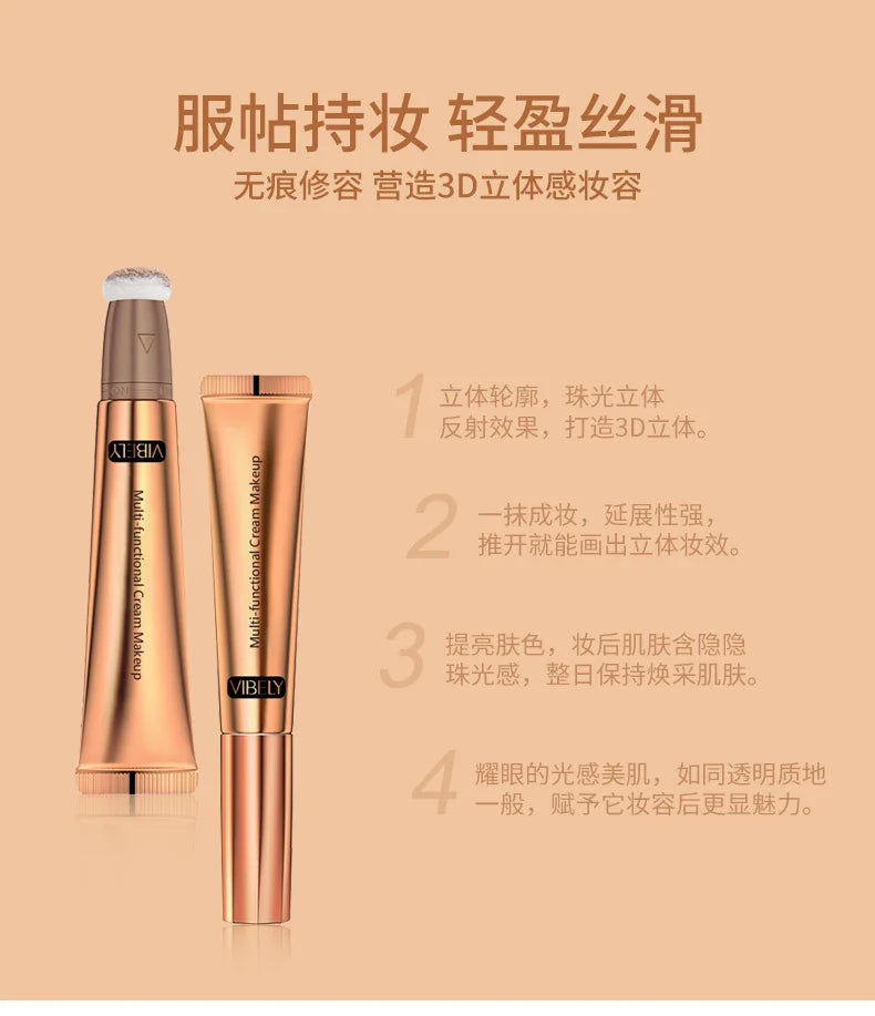 VIBELY High-gloss Concealer and Contouring Stick, brightening, three-dimensional, slimming face, Shadow Blush, multi-functional