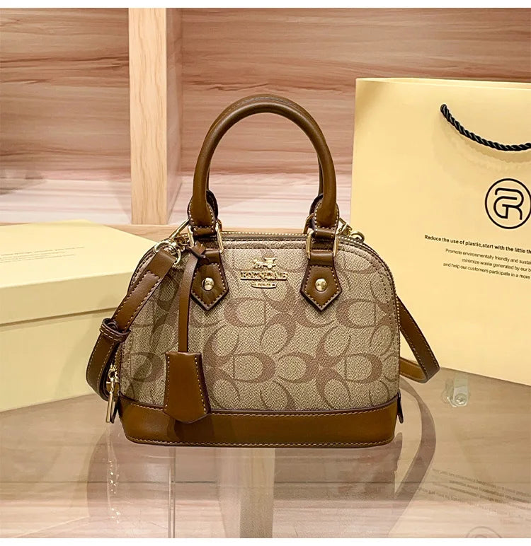 Brand women's handbag shell bag 2025 new high-end retro handbag shoulder bag versatile light luxury crossbody women's bag trend