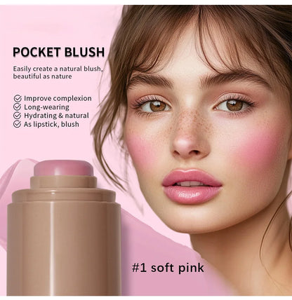 3-in-1Blush Stick Lasting Brightens Facial Cheek Stick Moisturizing Flash Lip Gloss Makeup Lip Gloss Face Rouge