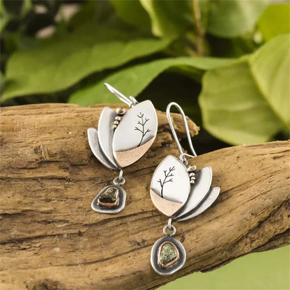 Exquisite Silver Rose Gold Color Oval Tree Geometry Earrings for Women Long Dangle Earrings Wedding Engagement Jewelry