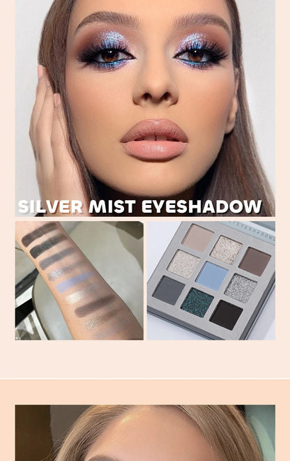 Beauty Glazed 9 Colors Eye Shadow Palette - Matte & Shimmer Pigmented Eyeshadow Discs Warm Earth Tones Makeup Powder for Eyes