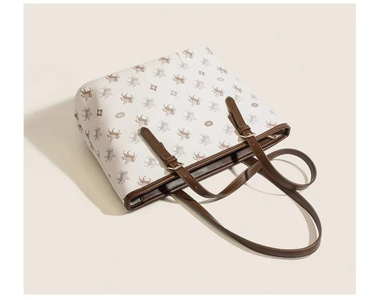 Popular and Versatile Leather Tote Bag with Large Capacity for Women 2024 New Fashion and Classic Computer Shoulder Handbag