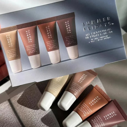 Fashion Summer Fridays Cherry Pink Sugar Vanilla  Lip Balm Moisturizing Lipstick Set Soft Tube Mirror Lip Gloss Lip Makeup Care