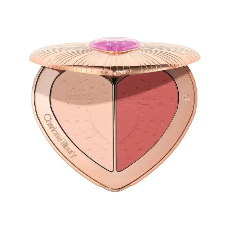 Charlotte Tilbury Heart Shape Double Splicing Two Colors Powder Blusher Powder Unique Design Makeup Products Star Powder Blusher