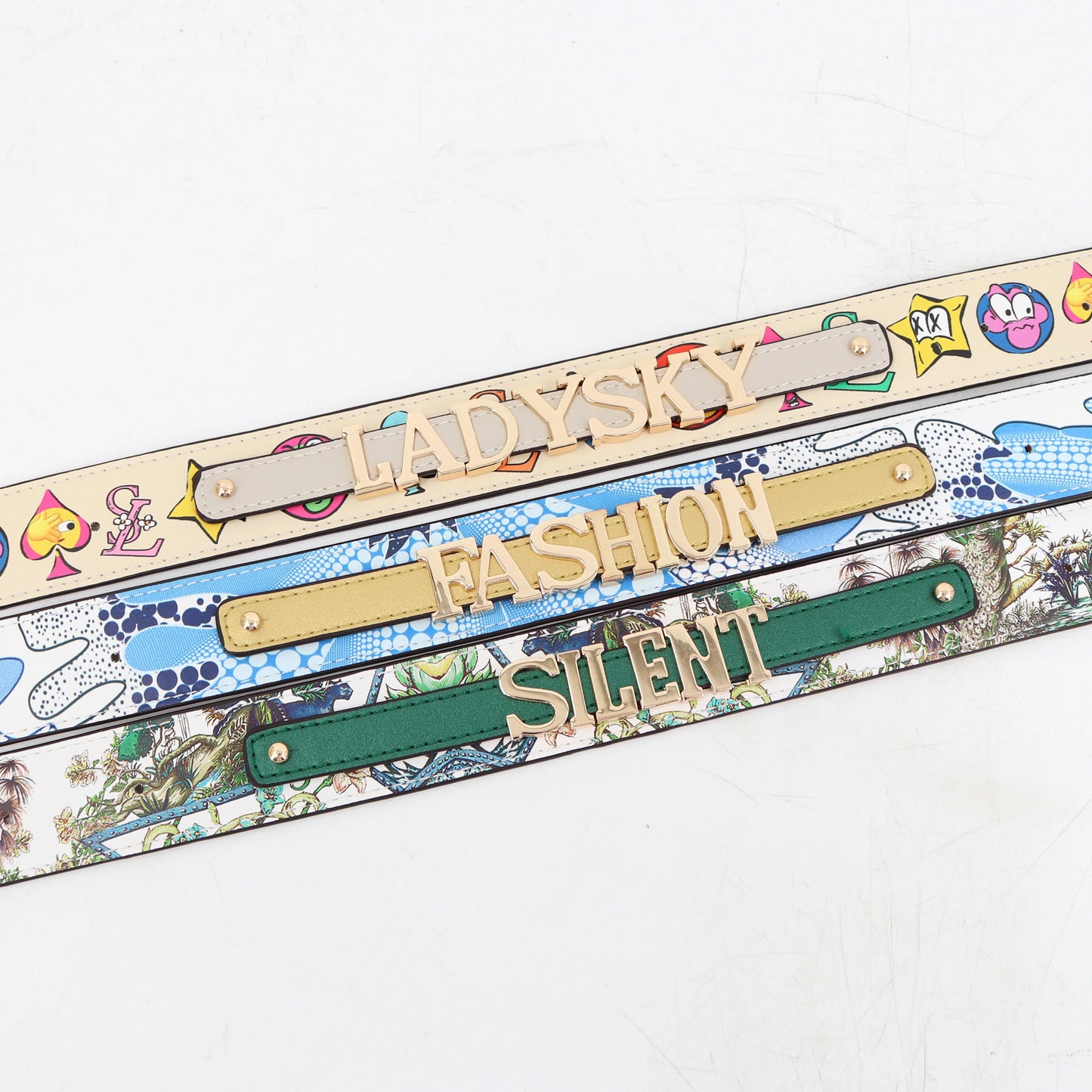 Ladysky Top Product Fashion Women's Tote Bag with Belt Super Personalized Metal Letter Handbag Printed Ladies Shoulder Bag 36 cm