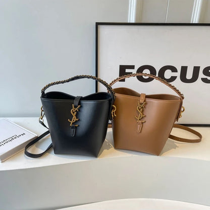 Classic old money wind bucket bag large capacity diagonal cross handbag senior sense of work commuting lazy wind women's bags