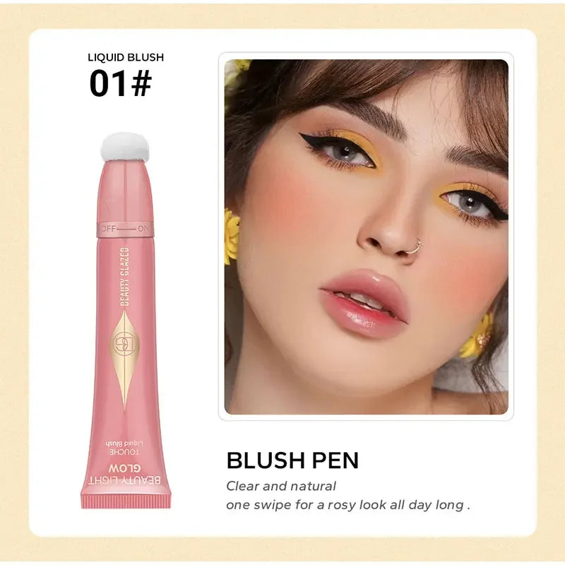 Liquid Blush Highlighter Pen Pearl Fine Shine Matte Naturally Brighten Multi-use Cheek Eye Tint Peach Blush Makeup korean blush