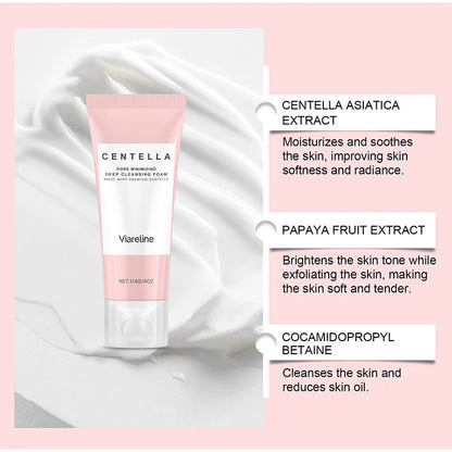 1/2/3/5 Pcs Centella Pore Minimizing Deep Cleansing Foam,Facial Skin Cleanser Moisturizing Soothing,Remove Pore-Clogging Debris