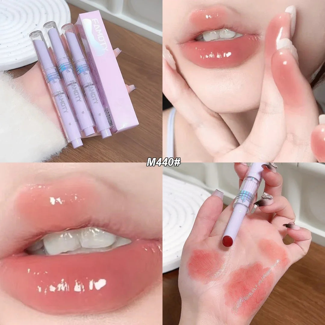 Mirror Glass Solid Lip Gloss Water Light Round Tube Lipstick Clear Oil Jelly Lip Glaze Natural Nude Moisturizing Makeup Tint