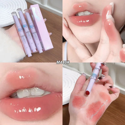 Mirror Glass Solid Lip Gloss Water Light Round Tube Lipstick Clear Oil Jelly Lip Glaze Natural Nude Moisturizing Makeup Tint
