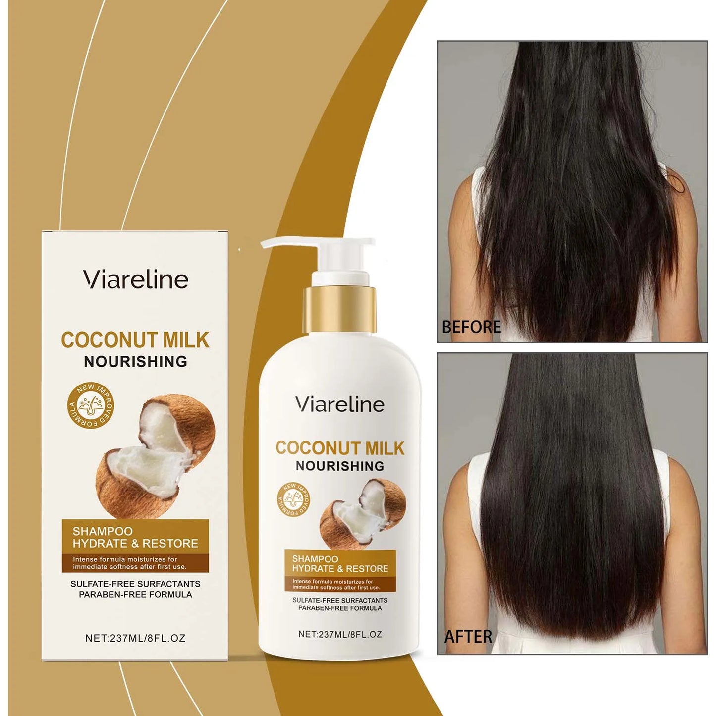 Coconut Milk Shampoo Gently Clean Hair Remove Dandruff Control Oil Reduce Hair Loss Stabilize Hair Roots Smooth Fluffy Shampoo