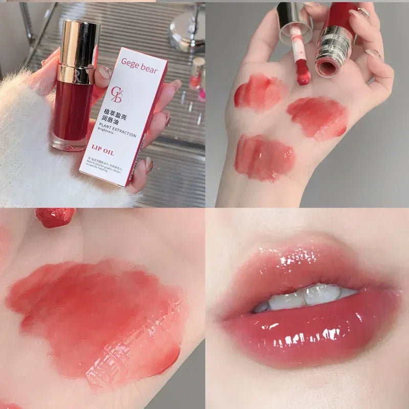 Moisturizing Glass Lip Oil Purple Jelly Violet Transparent Plumper Lip Gloss Makeup Nutritious Liquid Lipstick Brush Lip Care