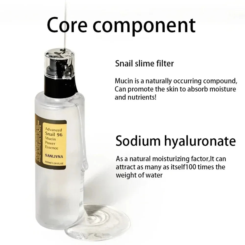 Snail Mucin 96% Skin Care Facial Essence Fading Fine Lines Repair Essence Firming Facial Snail Brightening Anti-Aging 100ml