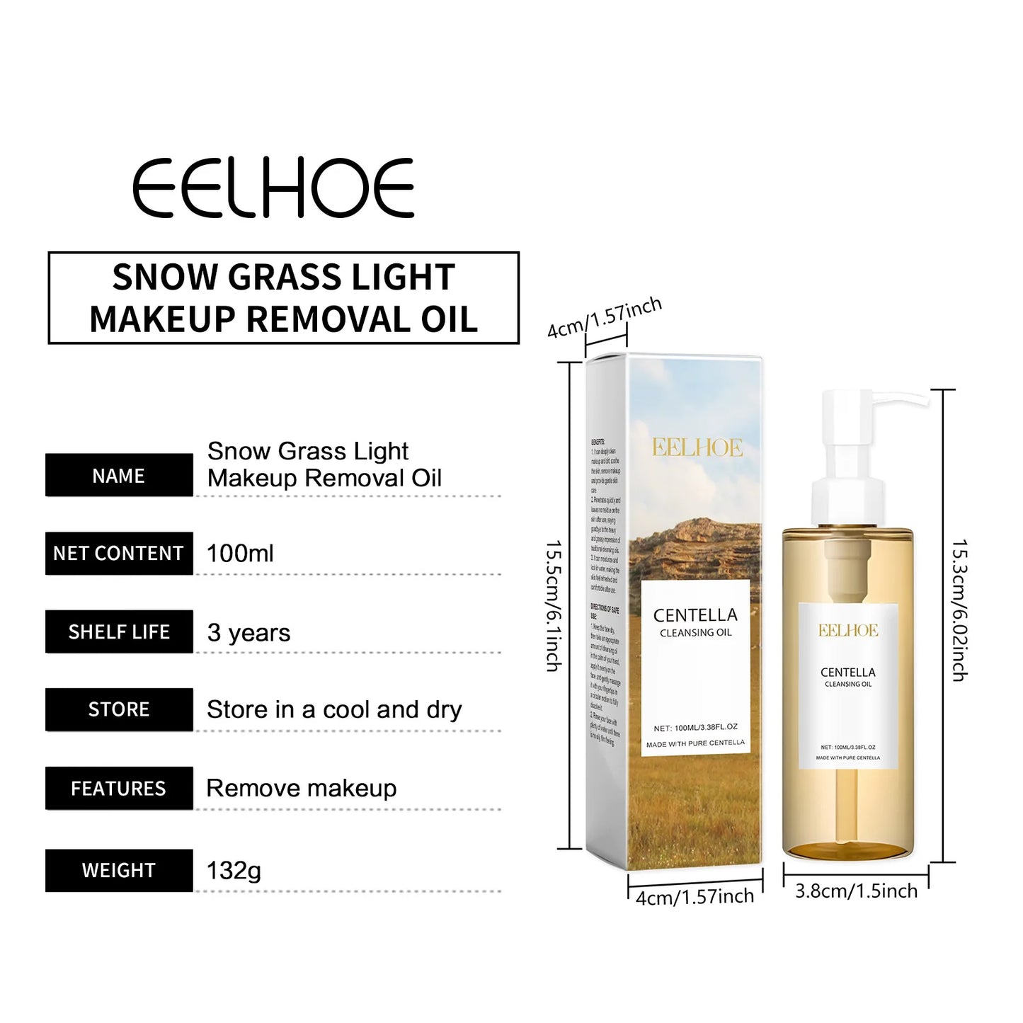 Centella Cleansing Oil Facial Makeup Remover Moisturizing Face Refresher Cleaning Centella Asiatica Extract Vitamin E Skin Oil