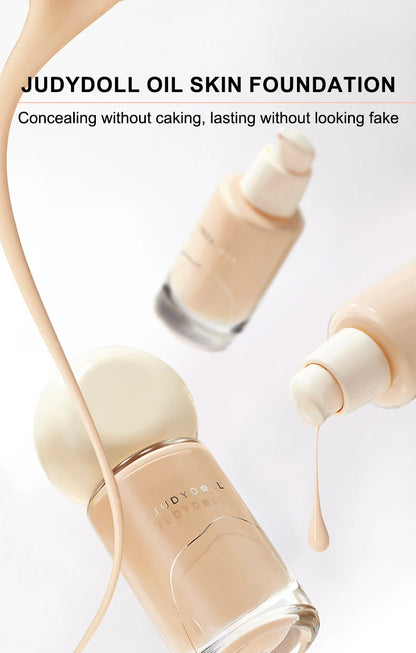 Judydoll Oil-Control Foundation, Long-Lasting, Matte Finish, Full Coverage, Oil-Free, Sweat-Proof, Flawless Skin, Oil Skin