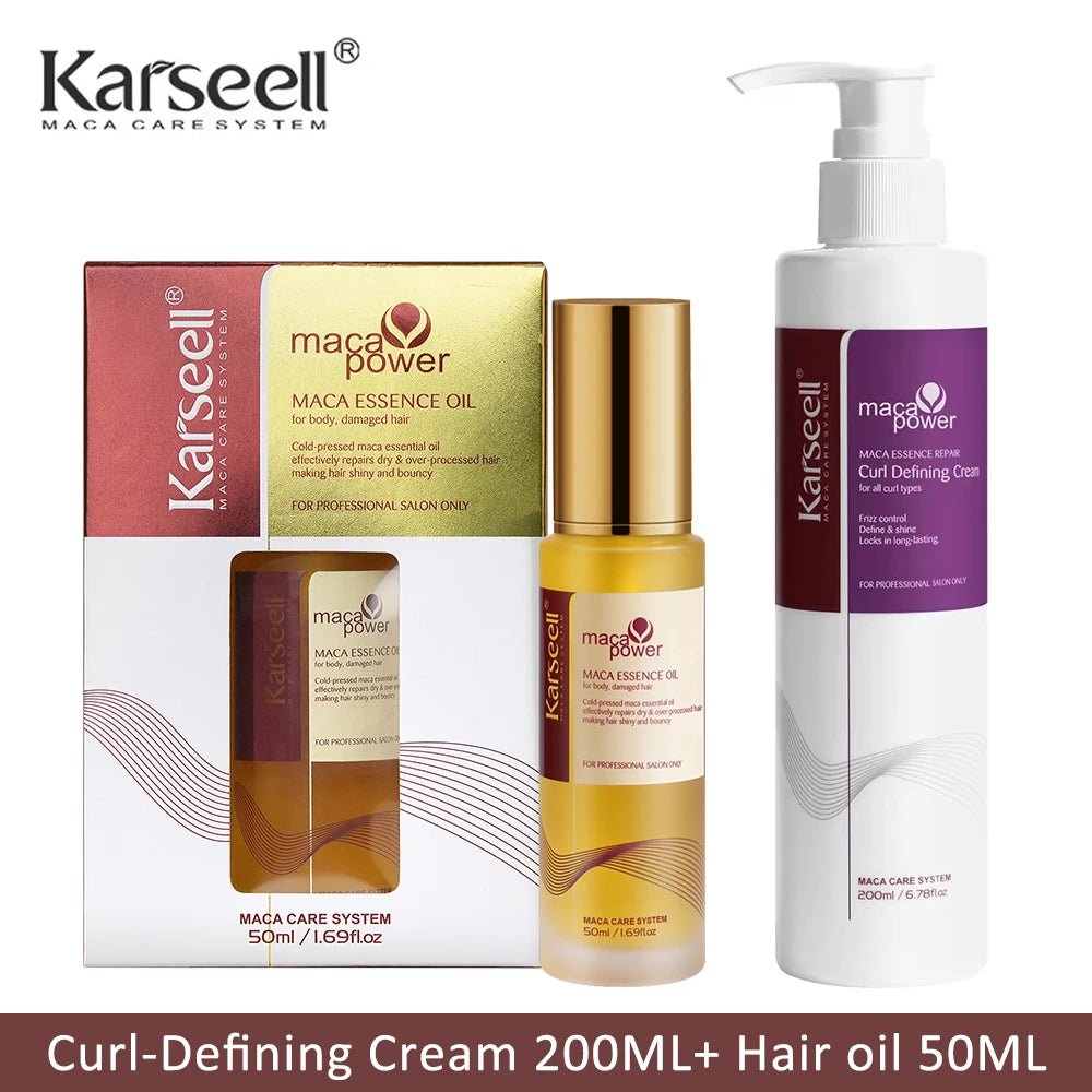 Original Karseell Volume Shampoo and Conditioner Argan Oil Moisturizing Smooth Leave in Cream Curl Defining Cream Hair Care Set