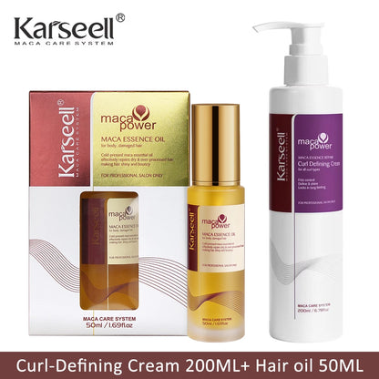 Original Karseell Volume Shampoo and Conditioner Argan Oil Moisturizing Smooth Leave in Cream Curl Defining Cream Hair Care Set