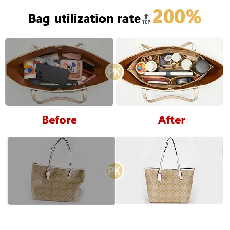 Purse Organizer insert for Handbags Base Shaper 3pc Set city33 Felt Organizer Insert Large Tote Bag Organizer with Zipper