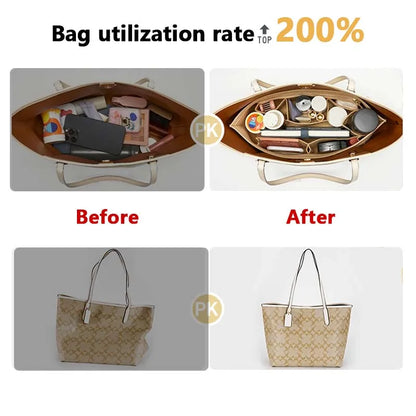 Purse Organizer insert for Handbags Base Shaper 3pc Set city33 Felt Organizer Insert Large Tote Bag Organizer with Zipper