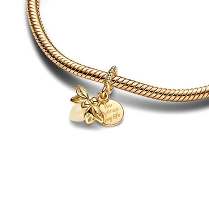 2024 Summer New Glow-in-the-dark Firefly Dangle Charm Fit Original Pan Bracelet DIY Silver&Gold Plated Women Jewelry Gift