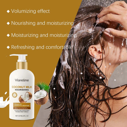 Coconut Milk Shampoo Gently Clean Hair Remove Dandruff Control Oil Reduce Hair Loss Stabilize Hair Roots Smooth Fluffy Shampoo