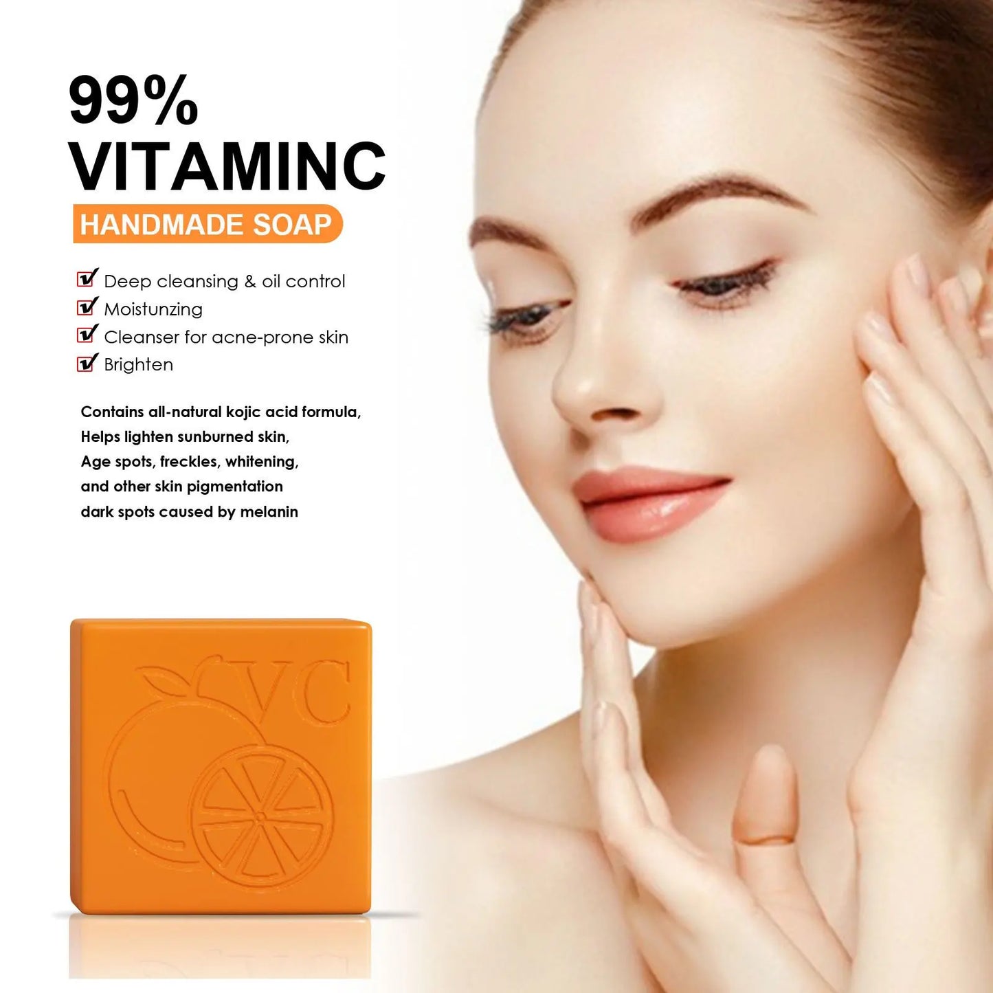 Vitamin C Handmade Soap Body Brightening Oil Control Smooth Soft Skin Moisturizing Exfoliating Anti Mite Facial Cleansing Soap