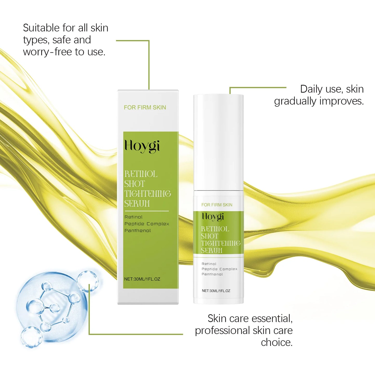 Retinol Shot Tightening Serum Moisturizing & Plumping Firming Facial Care Smoothing Skin Rejuvenation Essence for Sensitive Skin