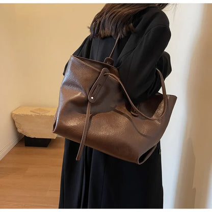Large Capacity Women's Tote Bag 2023 Winter Fashion Trend Leather Shoulder Bags Office Handbag