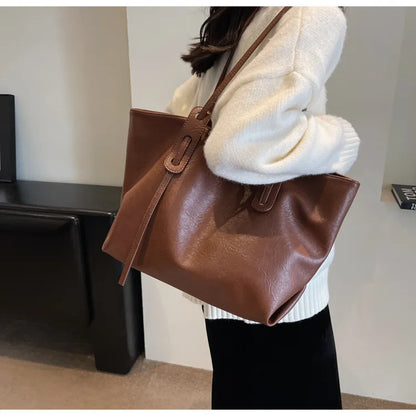 Large Capacity Women's Tote Bag 2023 Winter Fashion Trend Leather Shoulder Bags Office Handbag