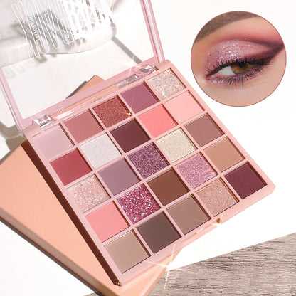 25 Colors Eyeshadow Palette High Gloss Cement Grey Rose Brown Color Tone Matte Glitter Daily Makeup Dry Rose Eyeshadow For Music
