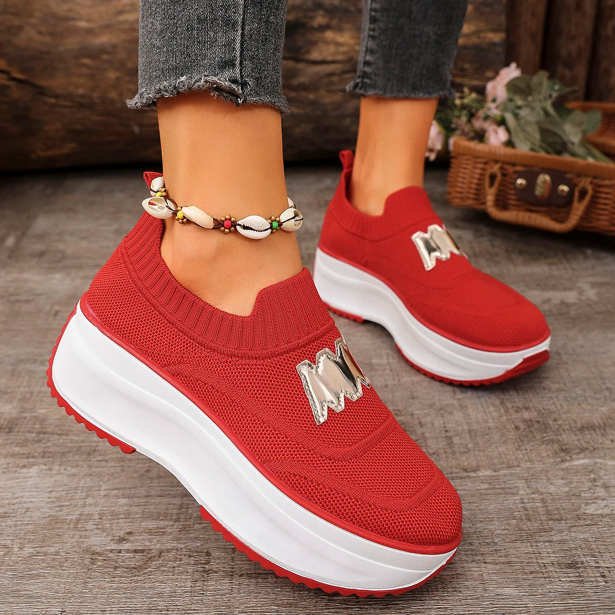 Women Platform Sneakers Casual Slip on Fashion Loafers Shoes Ladies Outdoor Breathable Tennis Sneakers Woman Zapatos De Mujer