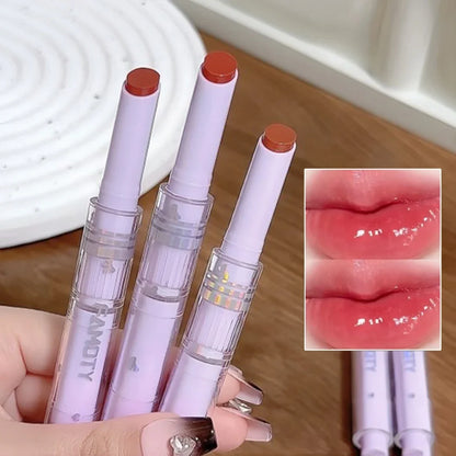 Mirror Glass Solid Lip Gloss Water Light Round Tube Lipstick Clear Oil Jelly Lip Glaze Natural Nude Moisturizing Makeup Tint